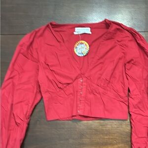 Urban Outfitters Red Button-Front Blouse